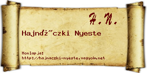 Hajnáczki Nyeste névjegykártya